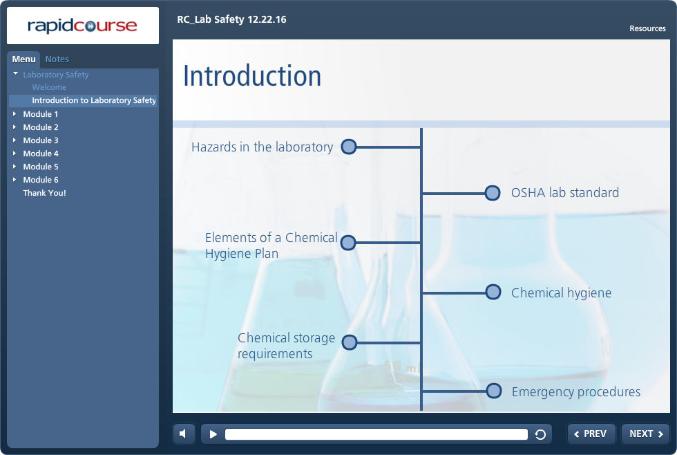 Laboratory Safety Objectives Rapid Course